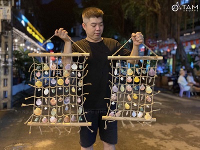 Lưới dây thừng sò ốc Việt Nam thủ công [3 Size - Sò ốc thật] Rộng 30-40-50cm PKT-BIEN-06